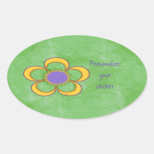 Pegatina Ovalada Oval de Polkadot Verde Arroz