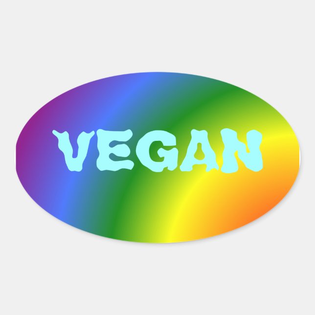 Pegatina Ovalada Oval Vegan Rainbow Sticker (Anverso)