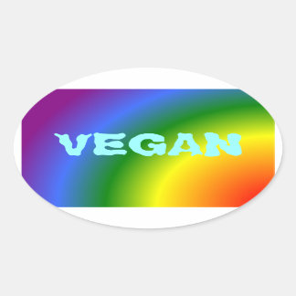 Pegatina Ovalada Oval Vegan Rainbow Sticker