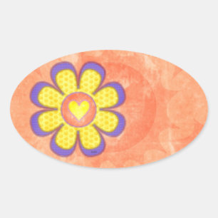 Pegatina Ovalada Óvalo del corazón púrpura