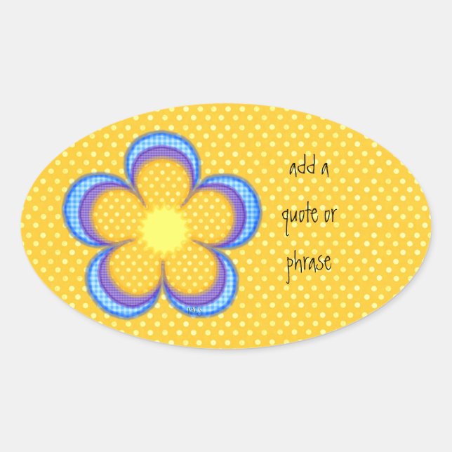 Pegatina Ovalada Óvalo polkadot amarillo (Anverso)