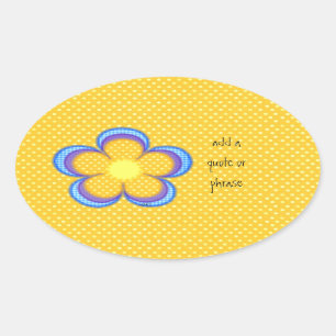 Pegatina Ovalada Óvalo polkadot amarillo