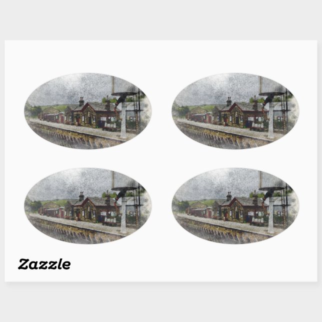 Pegatina Ovalada Oxenhope Railway Station (Hoja)