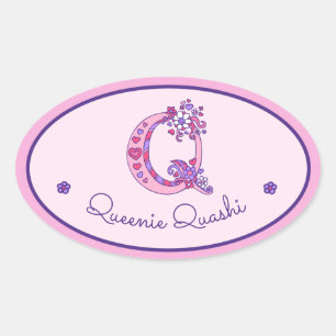 Pegatina Ovalada P letra monograma nombre personalizado id. pegatin