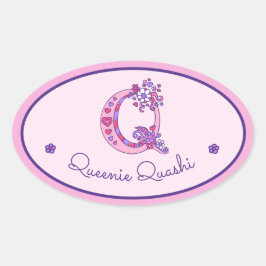 Pegatina Ovalada P letra monograma nombre personalizado id. pegatin