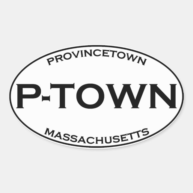 Pegatina Ovalada P-TOWN - Provincetown Massachusetts (Anverso)