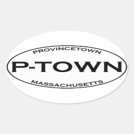 Pegatina Ovalada P-TOWN - Provincetown Massachusetts