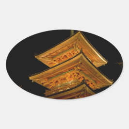 Pegatina Ovalada Pagoda Japón Kyoto