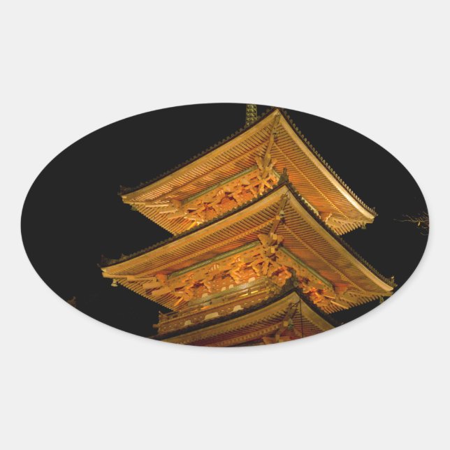 Pegatina Ovalada Pagoda Japón Kyoto (Anverso)