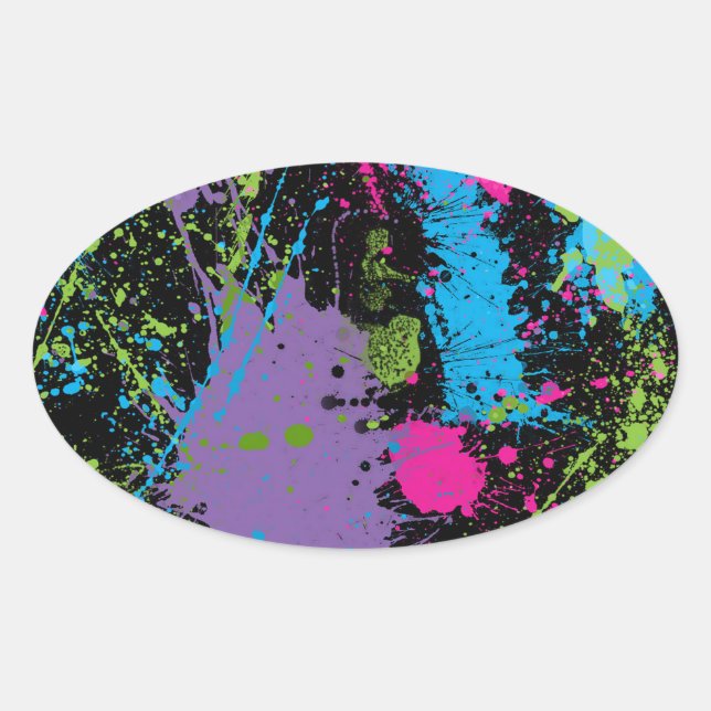 Pegatina Ovalada Paint Splater (Anverso)