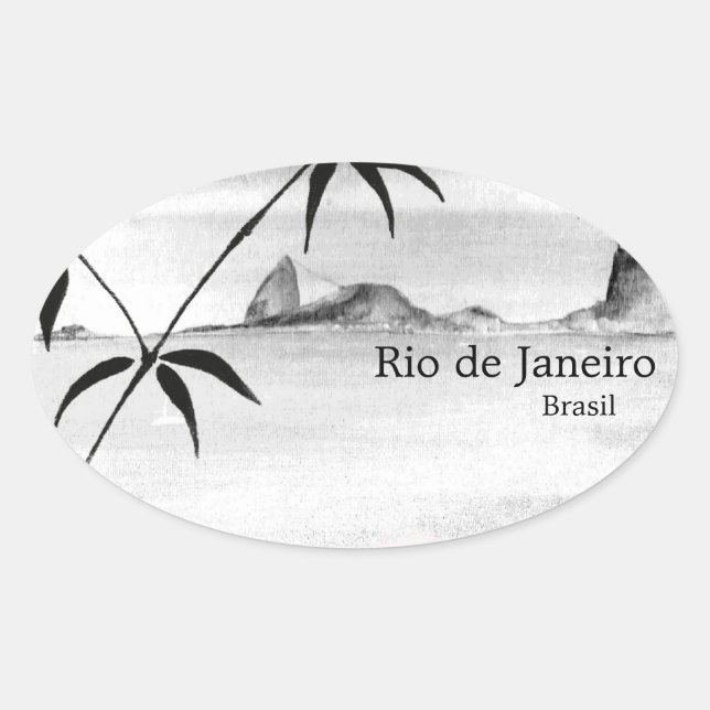 Pegatina Ovalada Paisaje de Río/Brasil (Anverso)