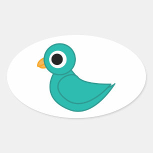 Pegatina Ovalada Pájaro azul lindo