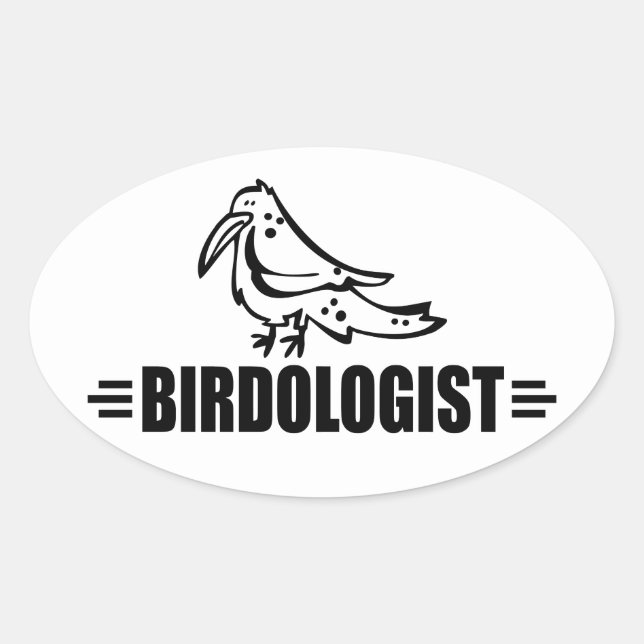 Pegatina Ovalada Pájaro Divertido (Anverso)