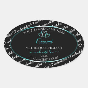 Pegatina Ovalada Palabras blancas negras Etiquetas de productos en