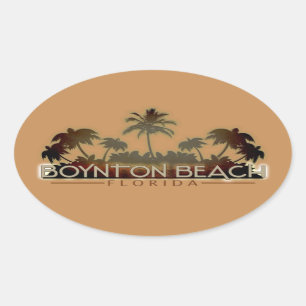 Pegatina Ovalada Palabras de palmera de Boynton Beach Florida pegat