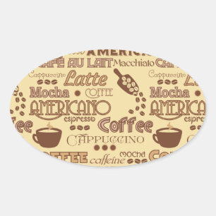 Pegatina Ovalada Palabras del café