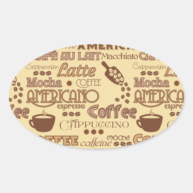 Pegatina Ovalada Palabras del café (Anverso)