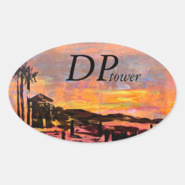 Pegatina Ovalada Paletas de parachoques bubblepacífico, torre Dana 