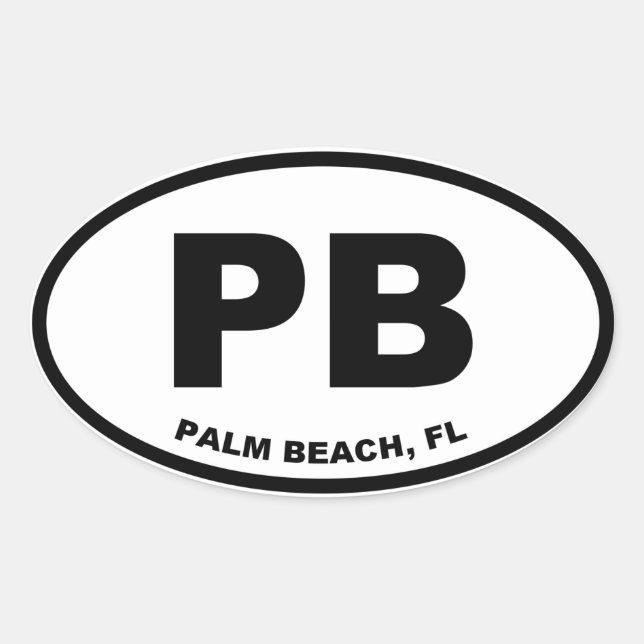 Pegatina Ovalada Palm Beach PB (Anverso)