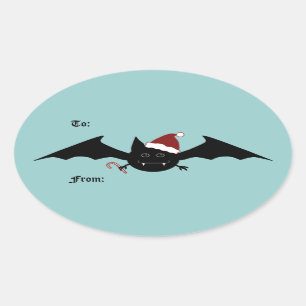 Pegatina Ovalada Palo divertido del navidad a y desde