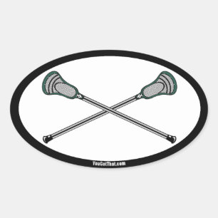 Pegatina Ovalada Palos de Lacrosse verdes