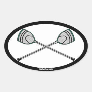 Pegatina Ovalada Palos verdes de Lacrosse Goalie