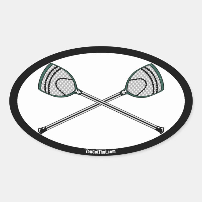 Pegatina Ovalada Palos verdes de Lacrosse Goalie (Anverso)