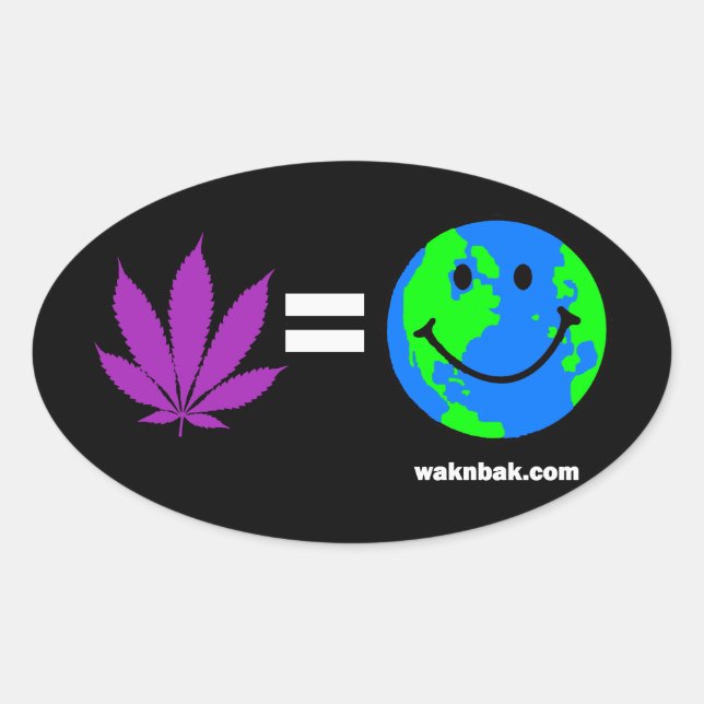 Pegatina Ovalada Panacea = Tierra feliz (Anverso)