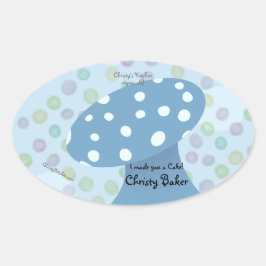 Pegatina Ovalada Panadería de hongos azules Spots and Dots