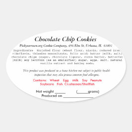 Pegatina Ovalada Panadería ILLINOIS Cottage Law Label (revisada)