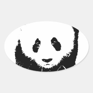 Pegatina Ovalada Panda