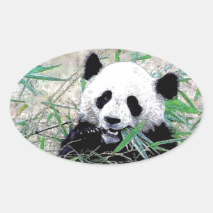 Pegatina Ovalada Panda