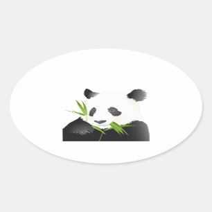 Pegatina Ovalada Panda Bear