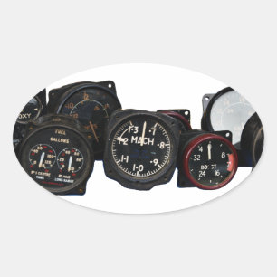 Pegatina Ovalada Pantallas de diales volantes de la Segunda Guerra 