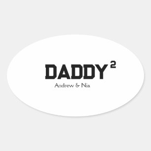 Pegatina Ovalada Papa con nombre de hijos personalizado