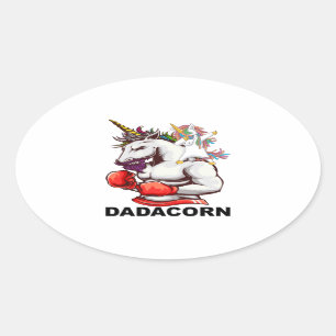 Pegatina Ovalada Papá Padre Dadacorn Unicorn Cumpleaños