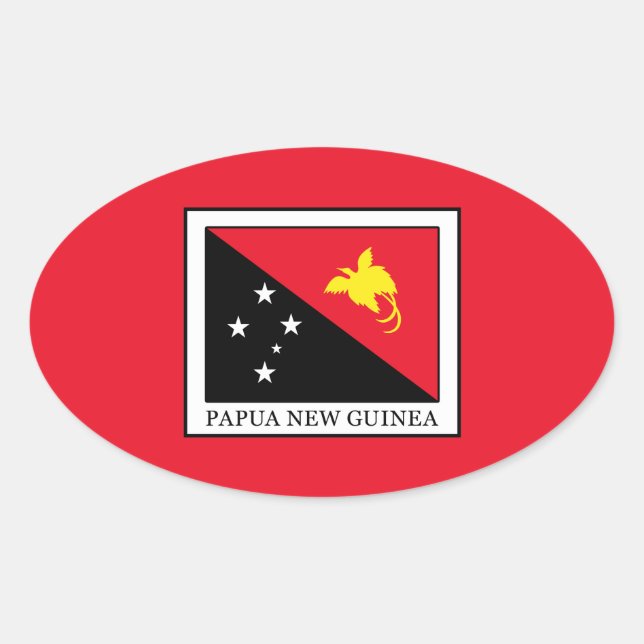 Pegatina Ovalada Papúa Nueva Guinea (Anverso)