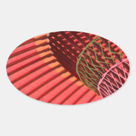 Pegatina Ovalada Paraguas japoneses