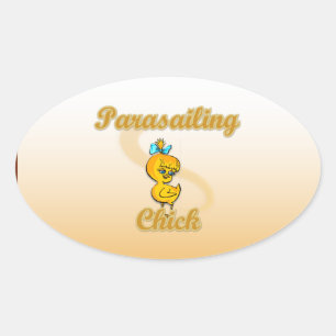 Pegatina Ovalada Parasailing Chick