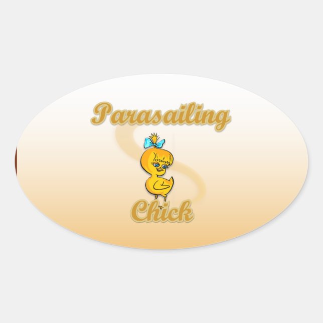 Pegatina Ovalada Parasailing Chick (Anverso)