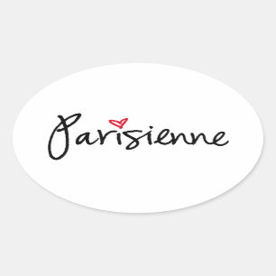 Pegatina Ovalada Parisienne, chica parisiense