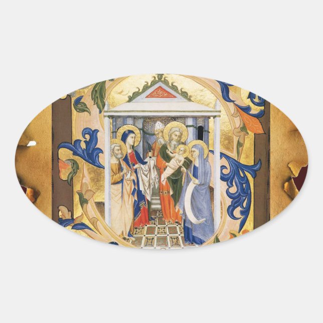 PEGATINA OVALADA PARQUE DE NAVIDADES DE FLORALES DE NATIVIDAD (Anverso)