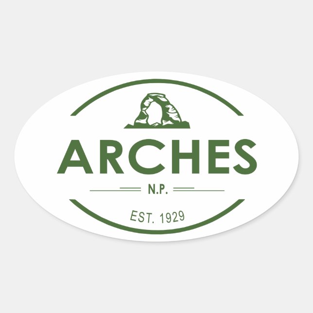 Pegatina Ovalada Parque nacional Arches (Anverso)