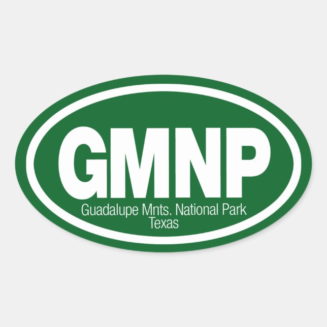 Pegatina Ovalada Parque nacional de las Montañas Guadalupe (Anverso)