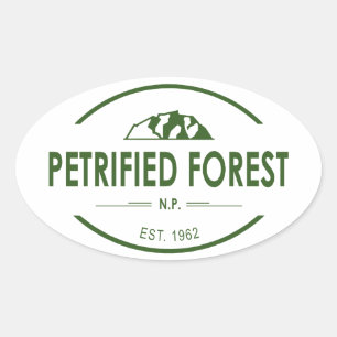 Pegatina Ovalada Parque nacional de los bosques petrolíferos