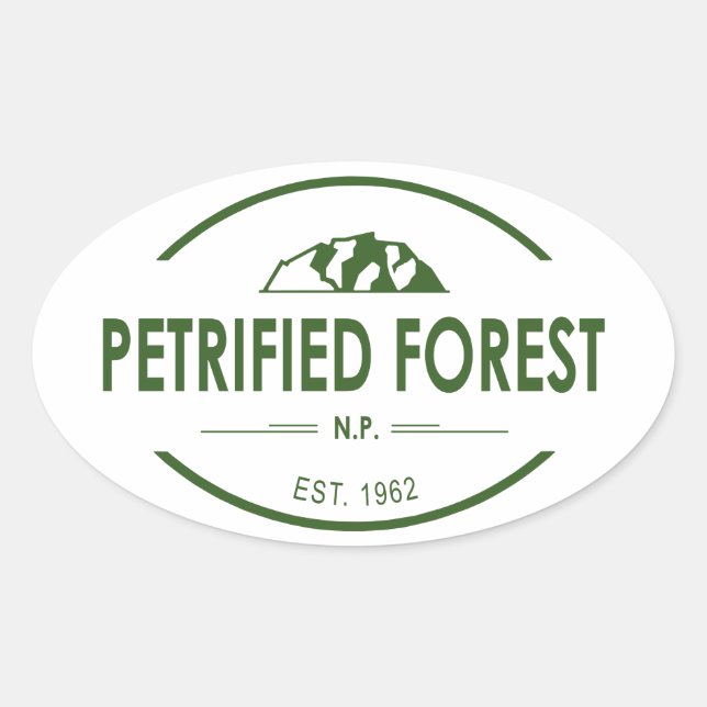 Pegatina Ovalada Parque nacional de los bosques petrolíferos (Anverso)