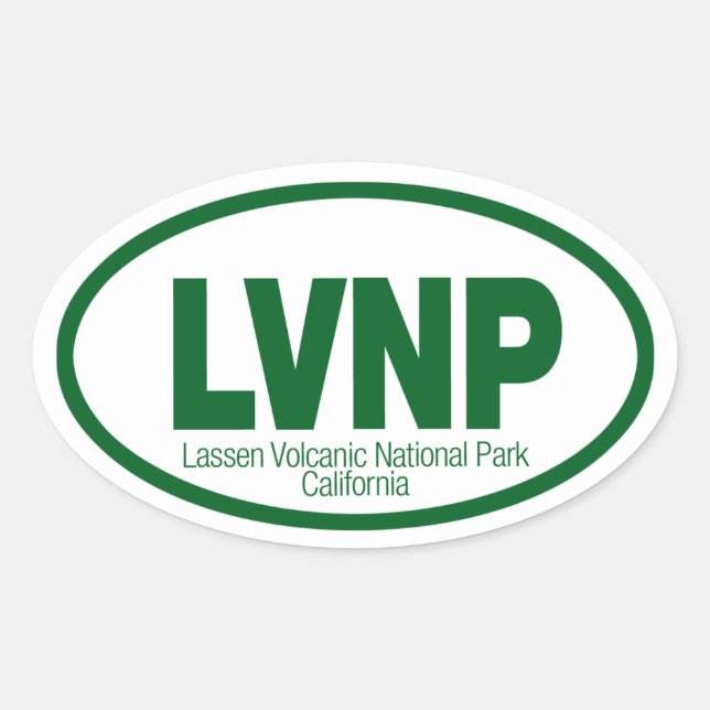 Pegatina Ovalada Parque nacional volcánico de Lassen (Anverso)