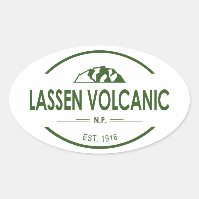 Pegatina Ovalada Parque nacional volcánico de Lassen (Anverso)