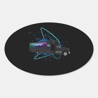 Pegatina Ovalada Party Bus Time Neon Nightlife Fun Celebration