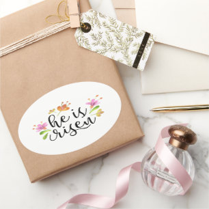 Pegatina Ovalada Pascua Mateo 28:6 Se levanta